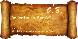 Ondreicska Benő névjegykártya